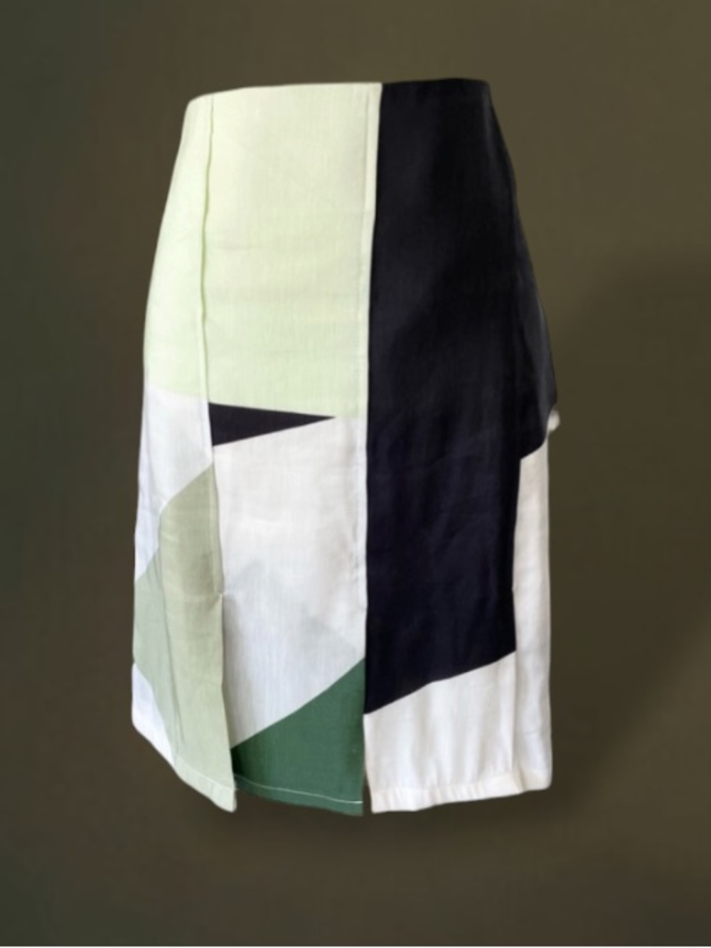 TIBI NEW YORK SILK LINEN COLOR BLOCK SKIRT SIZE 6